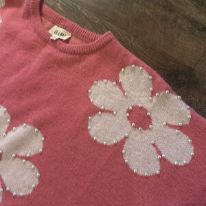 Oversized sweater pink and pearl embellished BiBi XL Clearance